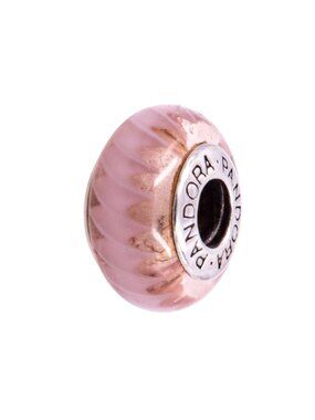 Pandora Retired Pink Zig Zag Murano Glass Sterling Silver Charm Bead